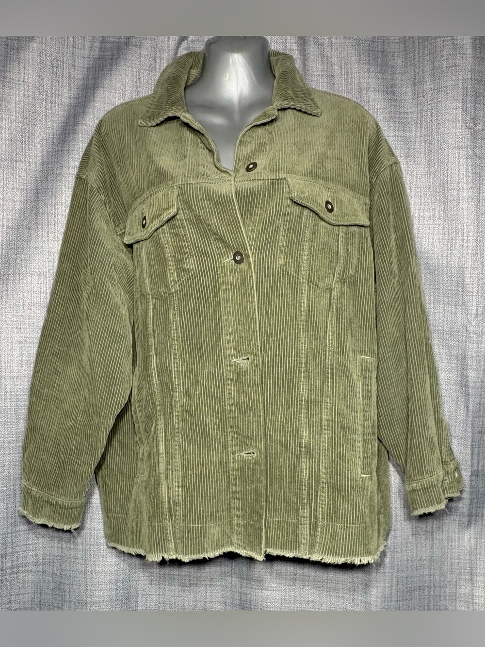 Zara Olive Green Corduroy Overshirt Jacket Size M